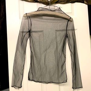 Solid Sheer Mesh Top